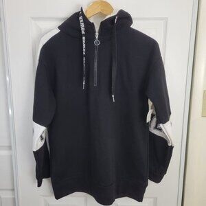 NO BOUNDARIES Black & White Stripe Sequin Power Hoodie M NWT